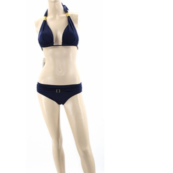 Navy With Gold Accents Bikini - Picture 1 of 2